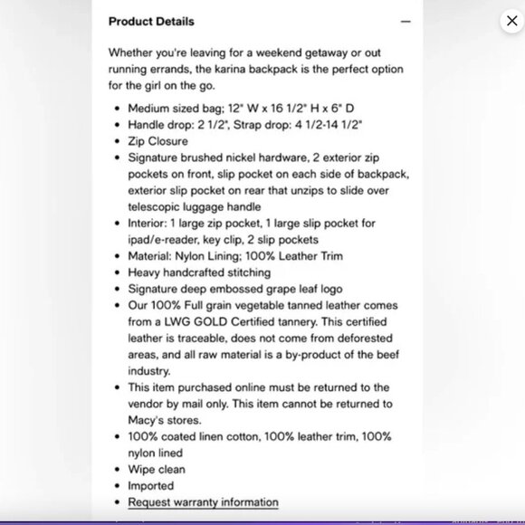 Patricia Nash Coated Linen Canvas Karina Backpack Black Map - Picture 16 of 16